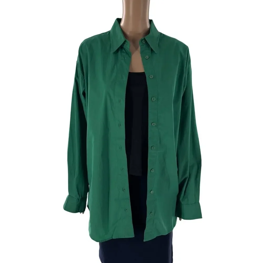 Aritzia Sun-deh Nature Green Cotton Future Button Down Top